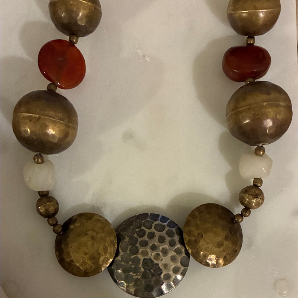 Boho Brass and Silver Necklace